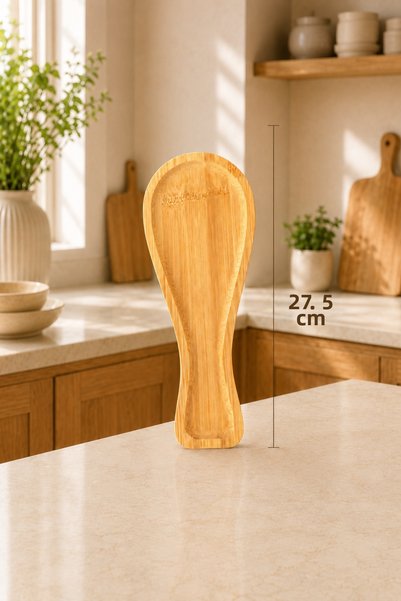Sariva Home 27.5 cm Bamboo Spoon Coaster, Ladle Spatula Coaster, Countertop Kitchen Utensil