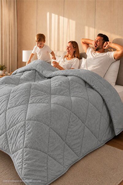 Formeya Double Soft Pampes Quilt for All Seasons, Yarn-Dyed Gray Fabric Quilt...