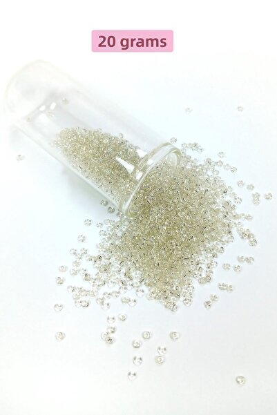 Generic Brand Bulk glass sand beads (11/0) 2 mm - 20 grams - transparent whit...