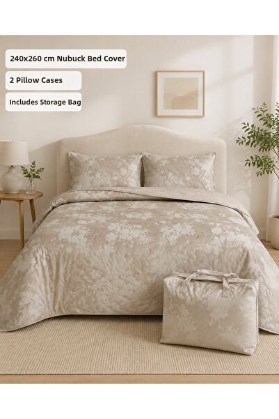 la lune home Elegans Nubuck Double Bedspread Set 240X260 cm with 2 Pillowcase...