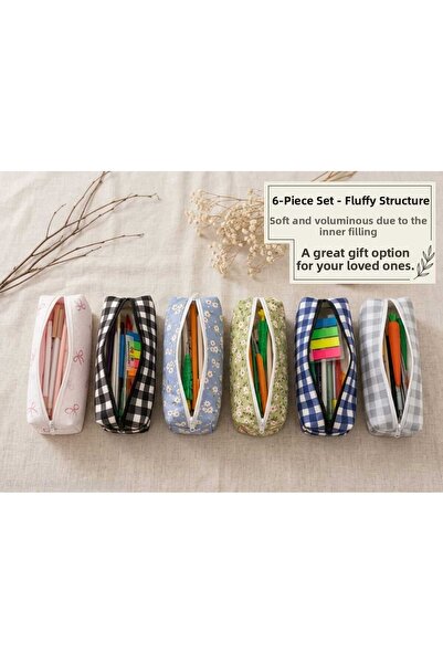 ikizelbutik 6-Piece Pen Holder Set 22X8 cm Pen Case School Stationery Set Mak...