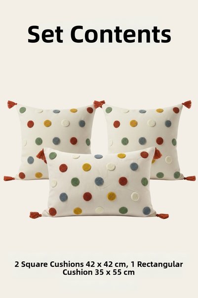Dokuvia Bohemian Confetti Decorative Punch Embroidered 3-Piece Set of 2 Squar...