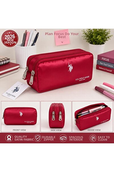 U.S. Polo Assn. Double Compartment Satin Pen Holder Pencil Case Plklk