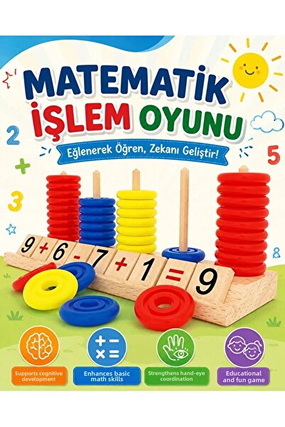 NUNU Wooden Math Operation Game – Educational Numbers Set for Addition, Subtr...