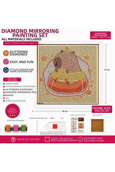 iğne izi 5D Diamond Stone Embroidery Painting Set with Capybara Pattern 18X18...