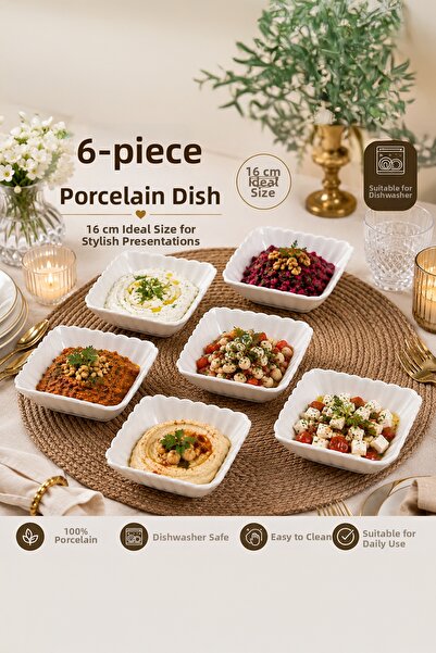 Porsima Yl-1750N Set of 6 Opal Glass Bowls, Deep Bowl Presentation, Soup Serv...