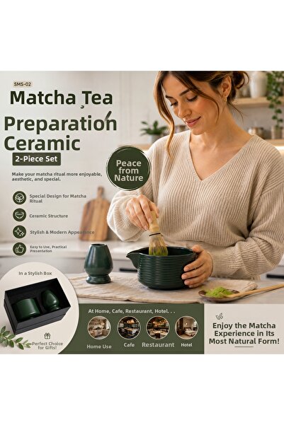 SODELICIOUS COFFEE TEA Matcha Tea Preparation Ceramic Set of 2 (Sms-02)