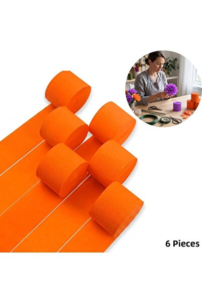 roco paper Orange Stripe Crepe Paper Roll, Flower Making, Craft Decoration Pa...