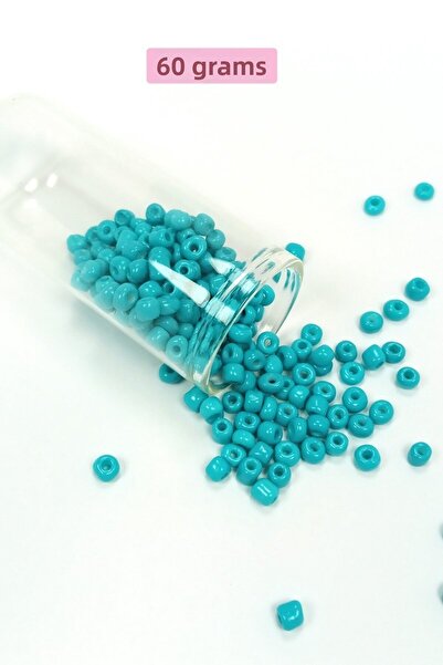 modi Bulk Glass Sand Beads Large Size (6/0) 4 mm - 60 Grams - Cyan Green - Bn...