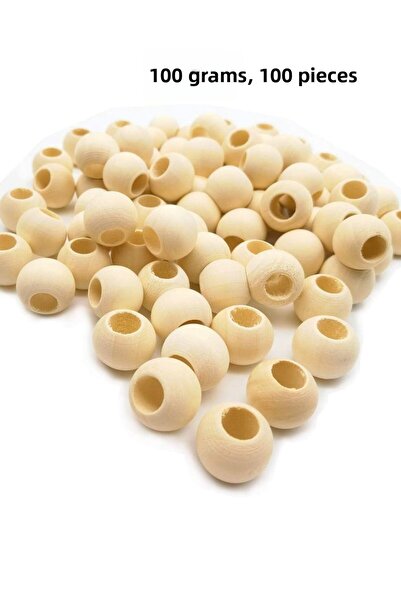 Generic Brand 100 gr (100 pieces) wooden beads 15 mm diameter x 10 mm hole na...