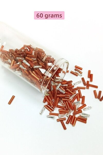 Generic Brand خرز قطع الأنابيب الطويلة قطر 2 مم طول 10 مم - 60 جرام - بني فضي...
