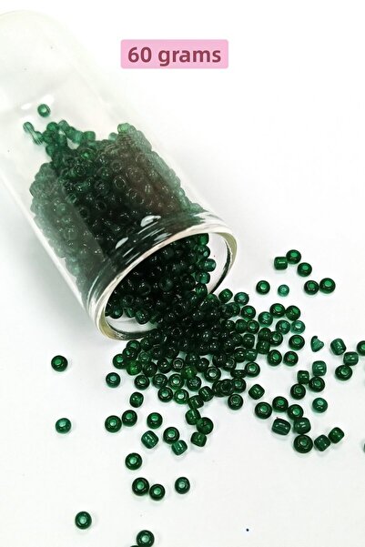 modi Cast glass sand beads (8/0) 3 mm - 60 grams - transparent dark green - b...