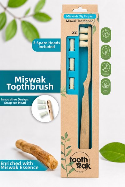Toothwak Toothbrush with Miswak - Natural and Organic Toothbrush with Removab...