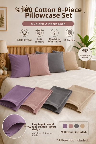 Formeya Ranforce 100% Cotton 50*70 Pillow Case with Cover 8 Pieces