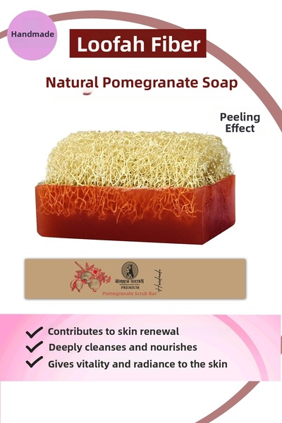 JASPER 7 Pack Natural Pumpkin Fiber Pomegranate Soap 130 Gr