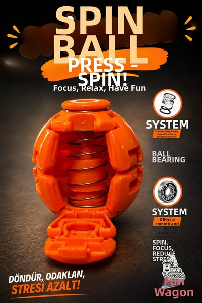 vagontoys Spin Ball Bas-Rotate Educational Kinetic Stress Ball – Spring and Bearing System Educational Toy