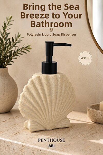 Penthouse Polyresin Oyster Seashell Design Liquid Soap Dispenser 200 ml Decor...