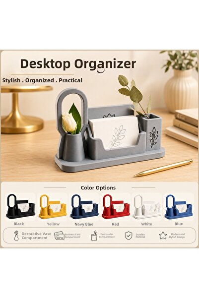 MYE TEKNOLOJİ Multi-Compartment Desktop Organizer Business Card Holder Pen Ho...