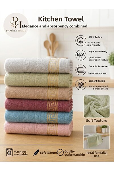 Pamira Set de 6 prosoape aurii din bumbac catifelat, colorate, 30×50, pentru ...