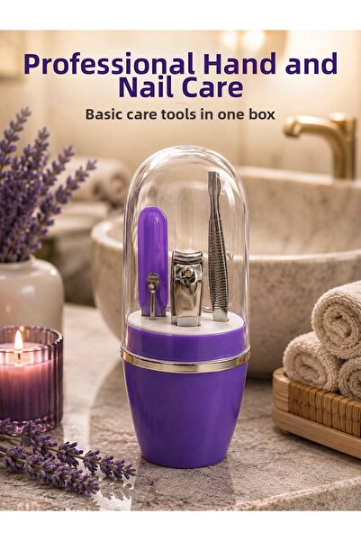 SORA GROUP Multi-Purpose Purple Manicure Care Set Compact Care Bag