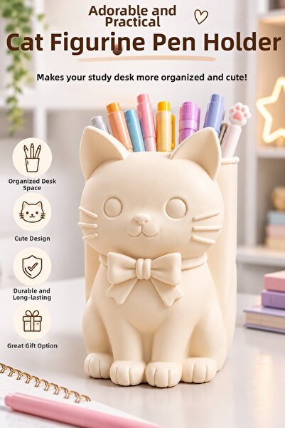 Generic Brand Pen Holder with Cat Figure Desktop Organizer – Decorative Desk ...