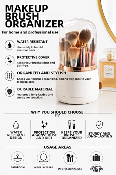 Yenilig Waterproof Makeup Brush Organizer with Lid Dust Protector Brush Organ...