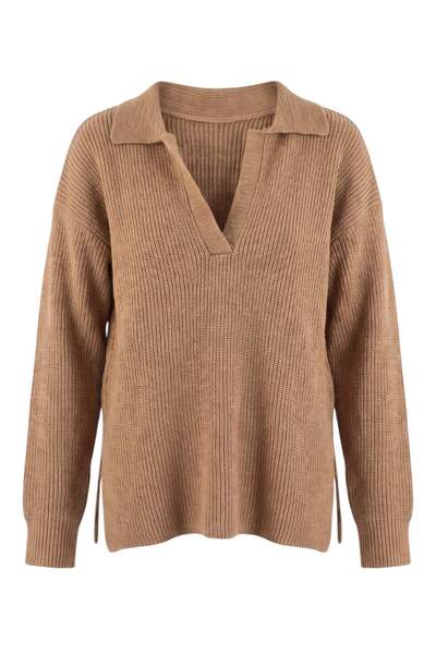 Trendyol Collection Camel Soft Textured Wide Fit Knitwear Sweater Twoaw27Kz00048