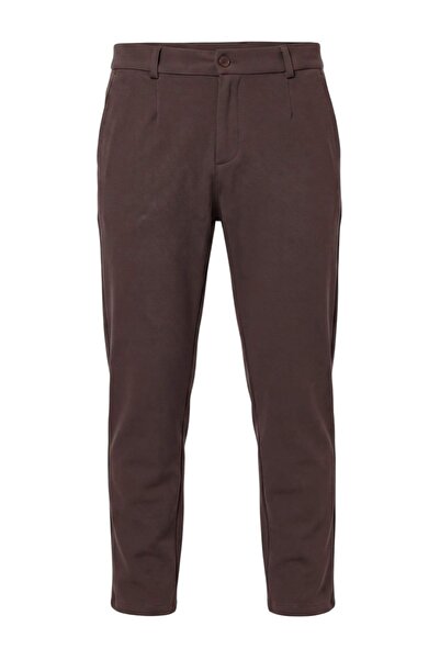 Trendyol Collection Dark Brown Cotton Chino Pocket Lycra Straight Pipe Leg Kn...