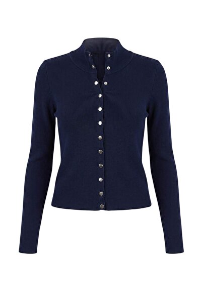 Trendyol Collection Wardrobe Essentials Navy Blue Body-Hugging High-Neck Knit...