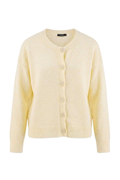 Trendyol Collection Wardrobe Essentials Yellow Alpaca Wool Blend Wide-Fit Kni...