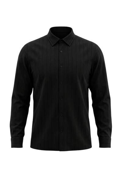 Trendyol Collection Black Regular Striped Men's Shirt Tmnaw27Go00024