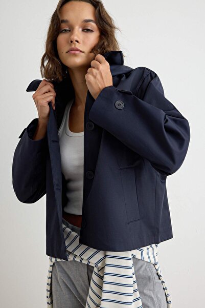 Trendyol Collection Navy Blue Oversize Trench Coat Twoaw27Tr00035