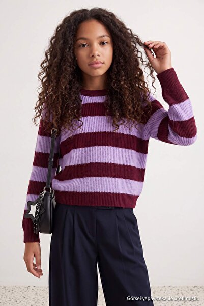 TRENDYOLKIDS Burgunderroter Mädchenpullover TKDAW27KZ00020