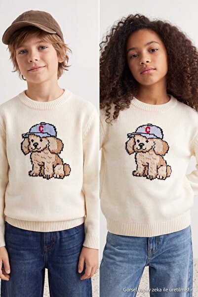TRENDYOLKIDS Ecru Unisex Kinderpullover TKDAW27KZ00011