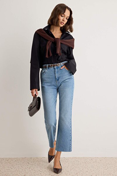 Trendyol Collection Blue Medium Stretch High Waist Flare Spanish Leg Jeans Tw...