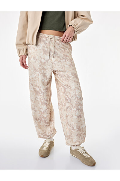 Koton Abstract Printed Comfortable Fit Balloon Sweatpants with Belted Laces a...