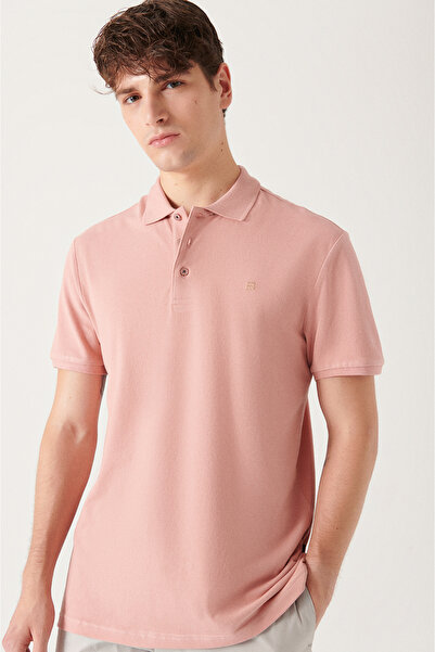 Avva Men's Dried Rose 100% Cotton Cool Polo Collar T-Shirt E 001004