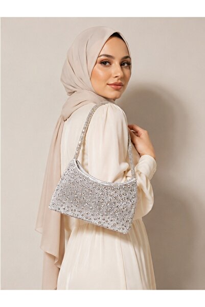 womenacs Ασημί Χρώμα Water Drop Stone στο χέρι Βραδινό φόρεμα Clutch Portfoli...