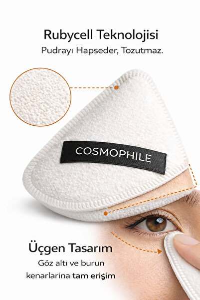 COSMOPHİLE 2'li Beauty Pro Üçgen Puff Pudra Süngeri, Saklama Kutulu