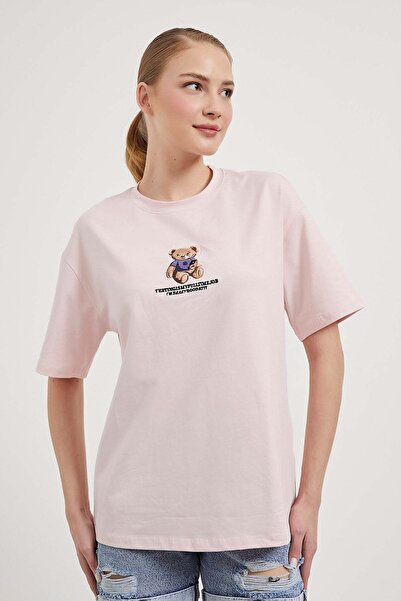Arma Life Tricou largi pentru femei cu model de broderie ursuleț de pluș