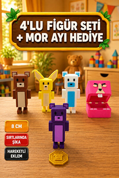 YAGLİZ Super Bear Adventure 4'lü Set Süper Ayı, Kar Vadisi Ayı, Tilki ve Tavş...