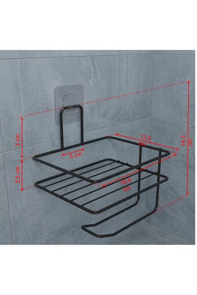 Modern, Siyah, Metal, Mat, Kendinden Yapışkanlı, Tuvalet Kağıdı Tutucu