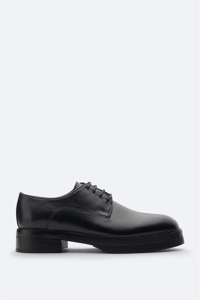 Avva Men's Black 100% Leather Laced Leather Classic Shoes A32Y8027