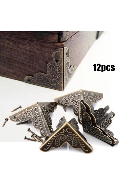 Choice 12pcs 12 Pcs Corner Brackets Bronze Triangle Carved Cabinets Corner Pr...