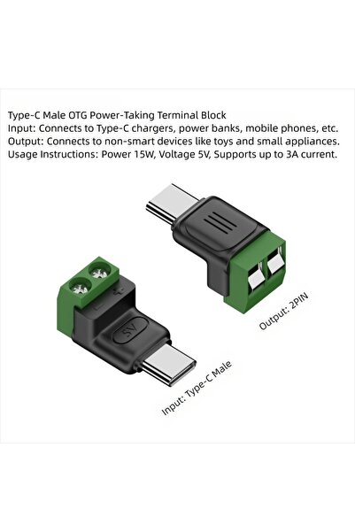 Choice3 محول طاقة USB-C إلى طرفين 2Pin بدون لحام، موصل C-Male من النوع اللولب...