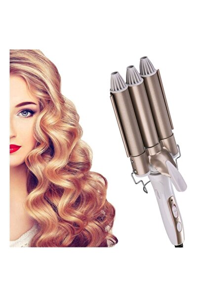 Generic 2-in-1 hair curler and straightener, 3 ceramic tubes, Black