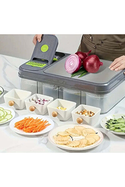 Generic 6-in-1 multifunctional chopper and slicer, manual, with collection co...
