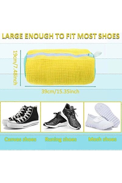 Generic Set of 2 Shoe Cleaning Bags, Microfiber Brushes, Yellow