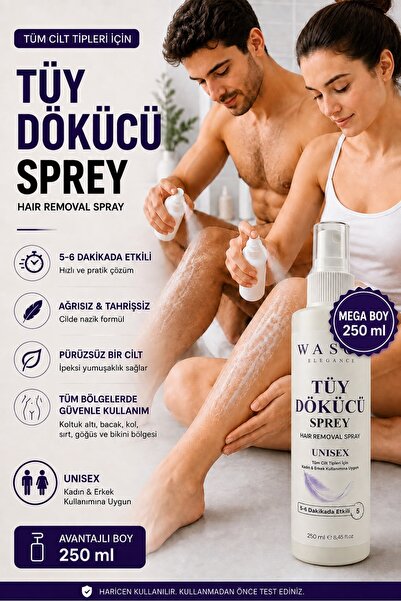 Wasco Elegance Tüy Dökücü Krem Sprey 250 ml | Kadın & Erkek Kullanımına Uygun...