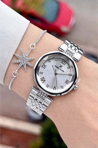 Daniel Klein Metal Color Cut Glass Women's Wristwatch and Bracelet